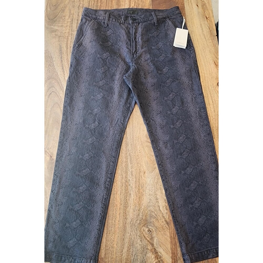 Mother The Duke Prep Pants Mens 33 Gray Snake Print Stretch Chino Denim